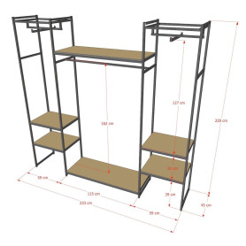 Стеллаж для одежды ИМАТО-2210ч в стиле ЛОФТ