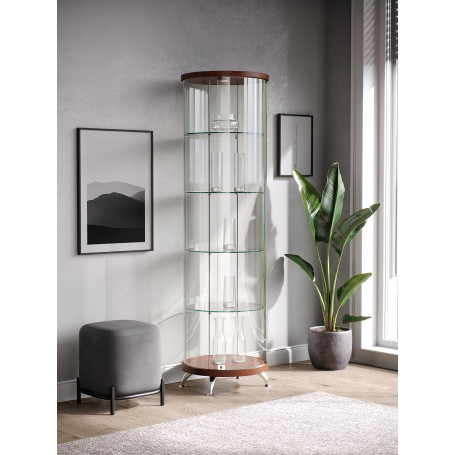 Круглая стеклянная витрина шпон As64.02vp