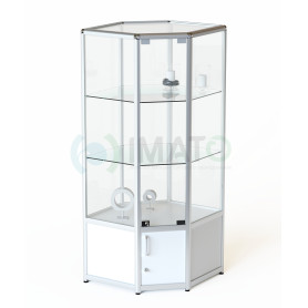 ВА-233 Витрина угловая из профиля с накопителем, цвет белый