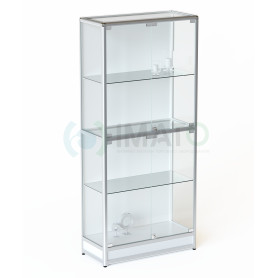 ВА-241-Д Витрина из профиля с подиумом и задней стенкой ДСП, цвет белый