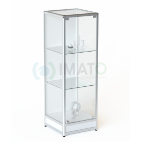ВА-300-Д Витрина из профиля с подиумом и задней стенкой ДСП, цвет белый