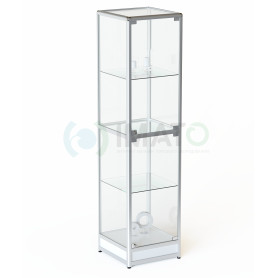 ВА-333-Д Витрина угловая из профиля с накопителем и задней стенкой из ДСП к ВА-303-Д, ВА-331-Д, цвет белый