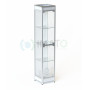 ВА-400-Д Витрина выставочная алюминиевая с цоколем и задней стенкой ДСП, цвет белый
