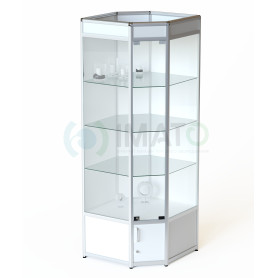 ВА-533-Д Витрина угловая с накопителем из профиля и задней стенкой ДСП к ВА-530-Д,531-Д, цвет белый