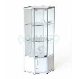 ВА-633-Д Витрина угловая с накопителем из профиля с задней стенкой ДСП к ВА-630-Д,631-Д, цвет белый