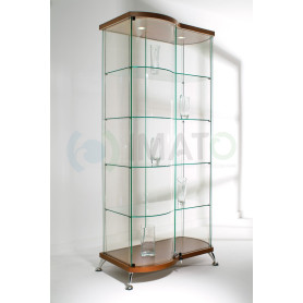 Витрина прямоугольная шпон с гнутой дверью и боковиной As64.09vp