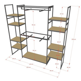 Стеллаж для одежды в стиле ЛОФТ ИМАТО-2214